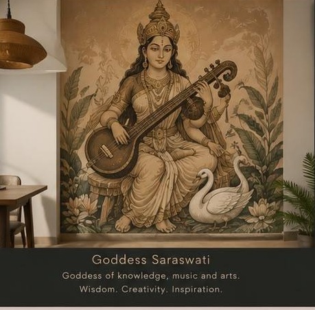 Goddess Saraswati mural